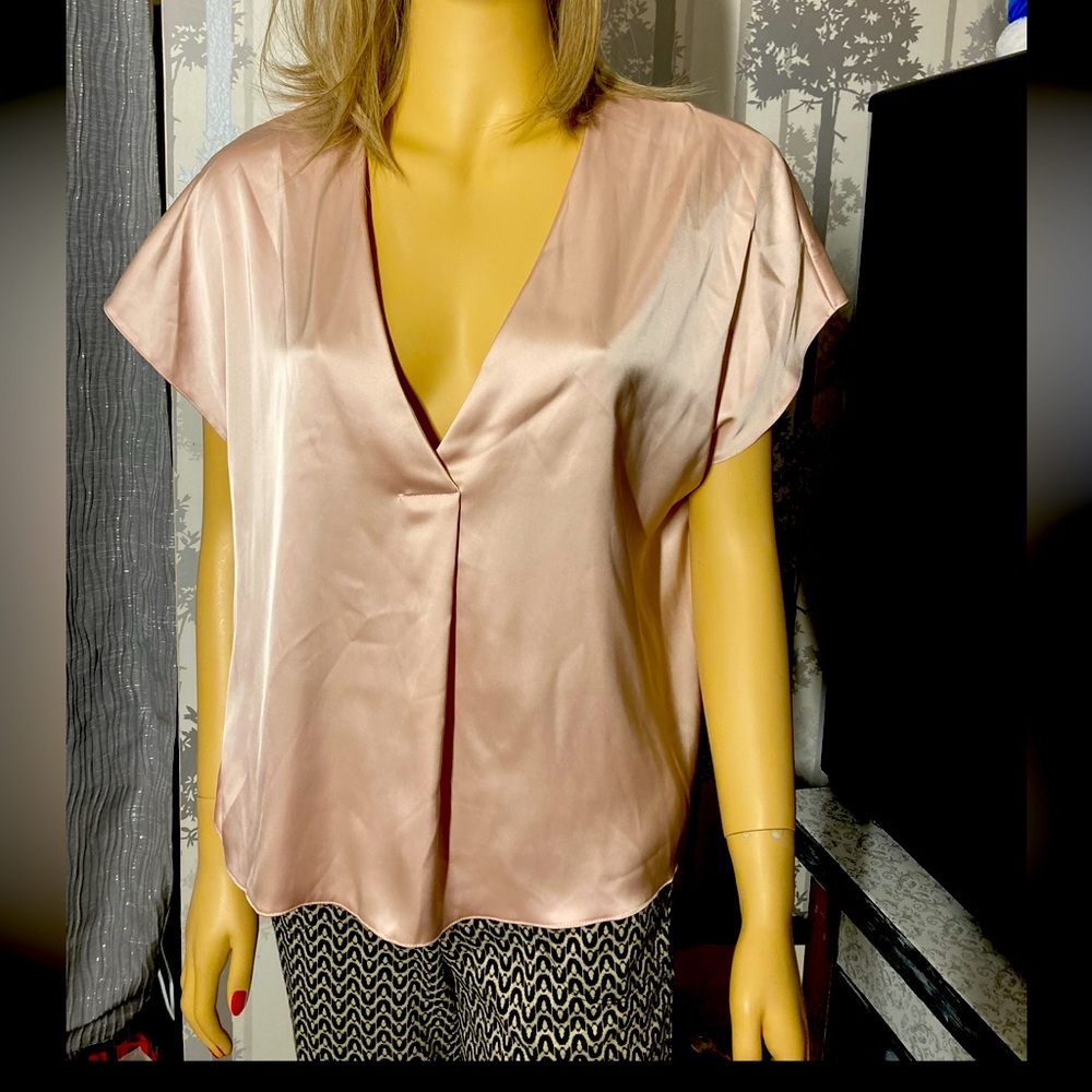 Blush Colour Satin Low Cut Blouse size small